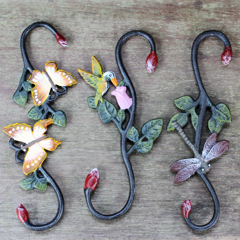 Retro American Fields Garden Countryside Cast Iron Art Color Painting S Type Animal Hook Iron Art Multipurpose Hook Hanging Basket Flower Pot Hook