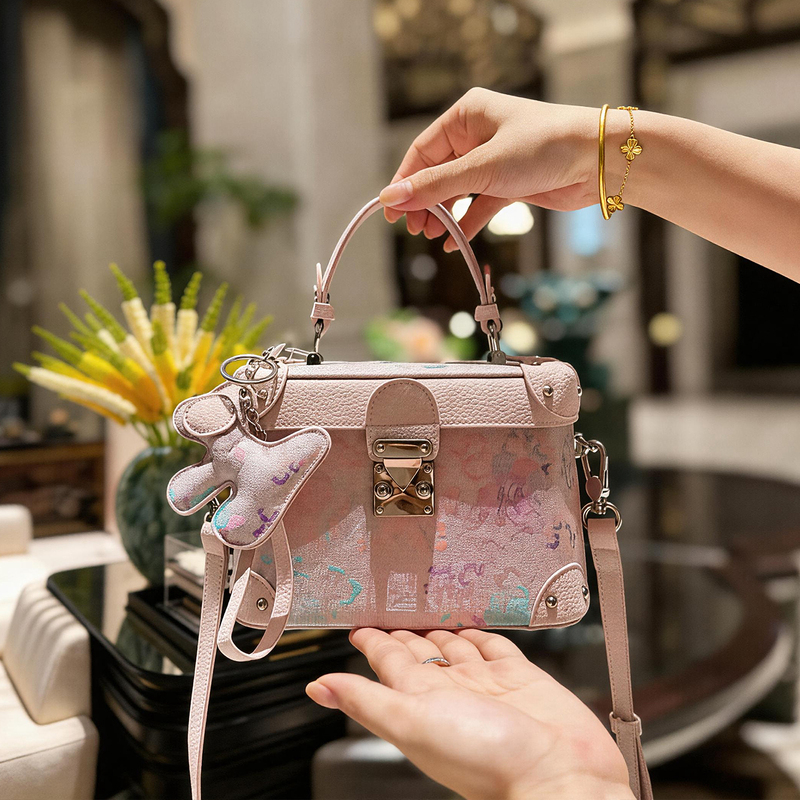 Intangible Cultural Heritage Song Brocade Pink Box Bag for Women 2026 New Style High-End Light Luxury Niche Trendy Beautiful Bag This Year