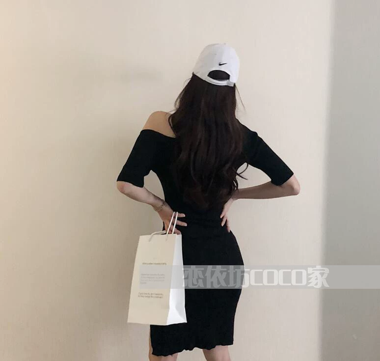 Kích thước lớn tùy chỉnh mới gợi cảm vai mỏng slim tay áo đầm - Sản phẩm HOT