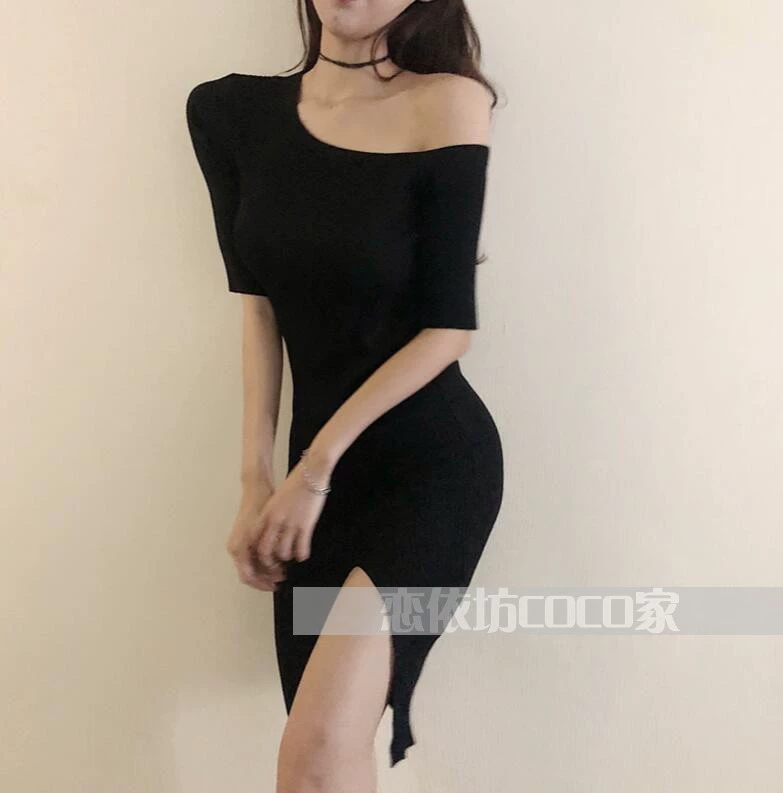 Kích thước lớn tùy chỉnh mới gợi cảm vai mỏng slim tay áo đầm - Sản phẩm HOT