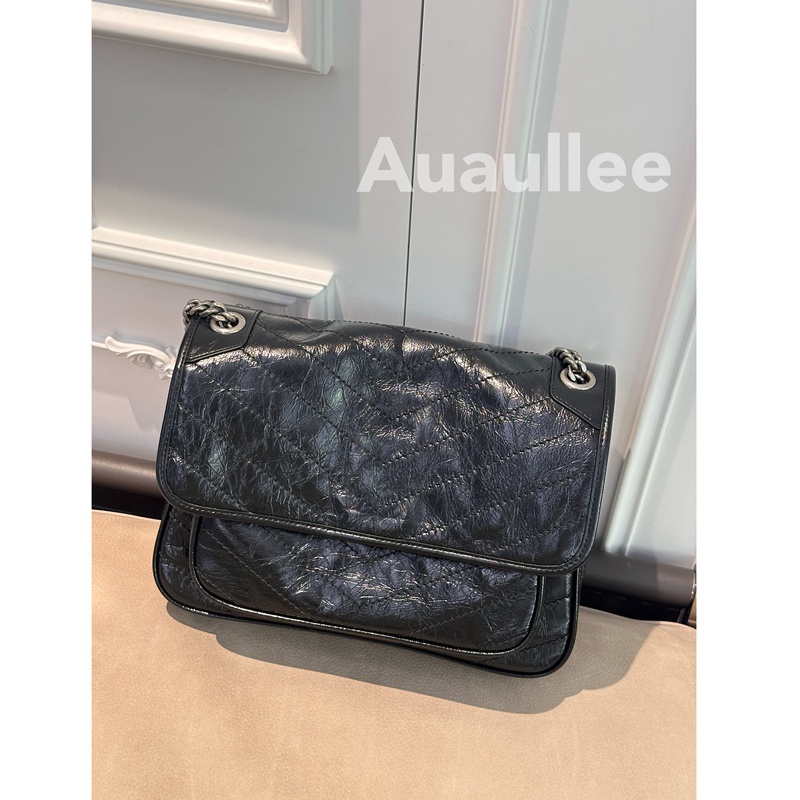 Auaullee Is High-End and Versatile! the Dream Bag! Vintage Oil Waxed Leather Chain Shoulder Crossbody Messenger Bag