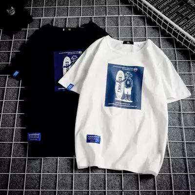 Tide brand T-shirt men's short-sleeved loose large size fat printing half-sleeved couple wild T-shirt 2020 new top