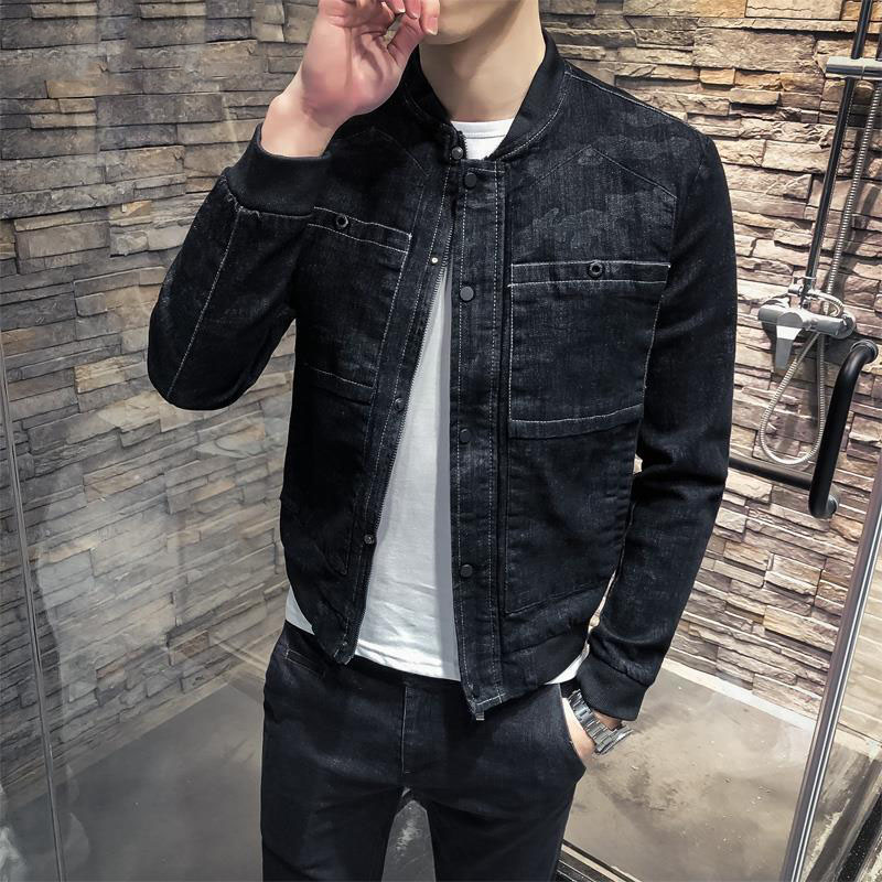 New net red denim jacket men's fall Korean version trendy workout baseball collar long sleeve blouses youth jacket jacket