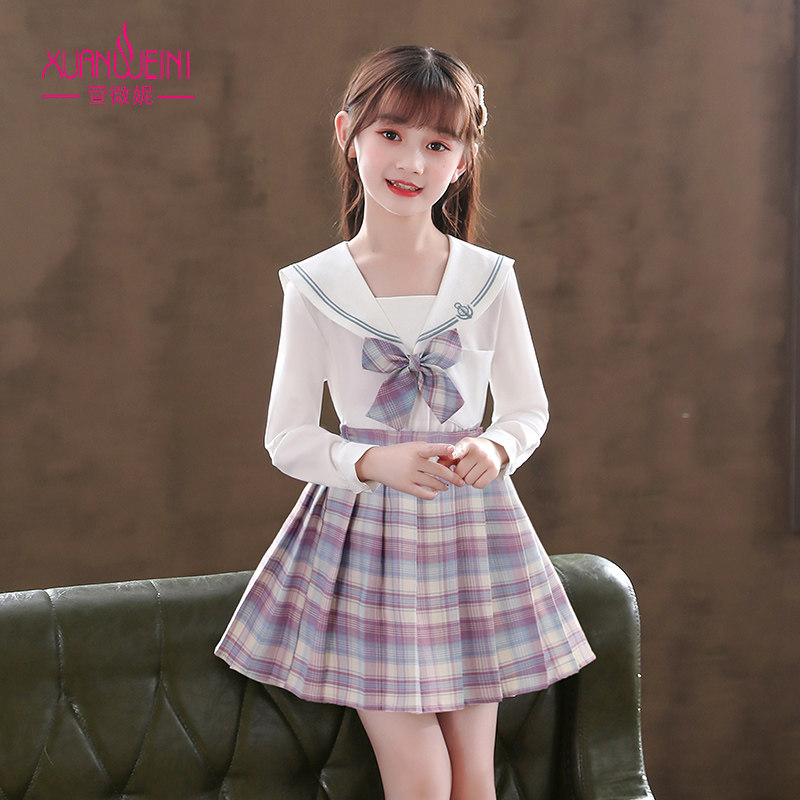 Girl Jk Uniforms Foreign Dress 2022 Autumn Dress New Academy Wind Suit Trendy Foreign Children Princess Dresses Dresses