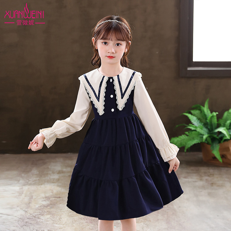 Children's autumn dress for girls Navy Wind Breeze Skirts Little Girl Academy Wind Princess Dresses Dresses Autumn
