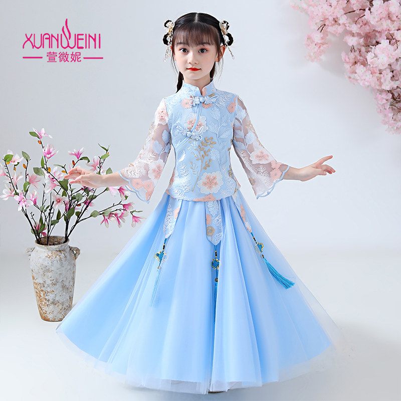 Hanfu Girl's Summer Dress Chinese Dress Chinese Wind Tang Dress Qipao Girl Child Gooey Dress Summer Princess Dress