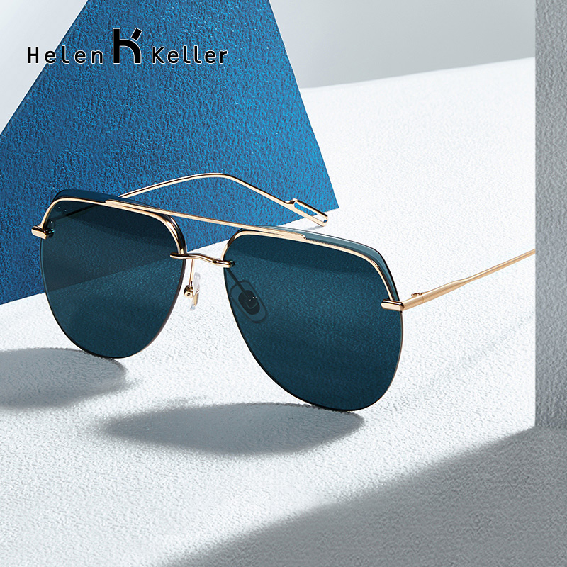 Helen Keller Sunglasses male polarized light driving dedicated color discoloration anti-UV sunglasses pilot toad mirror glasses