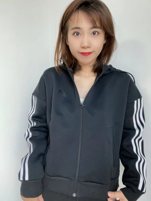 Kuizi's Outlet Adidas Women's Spring and Autumn Knitted Hooded Sports Jacket Hm7046