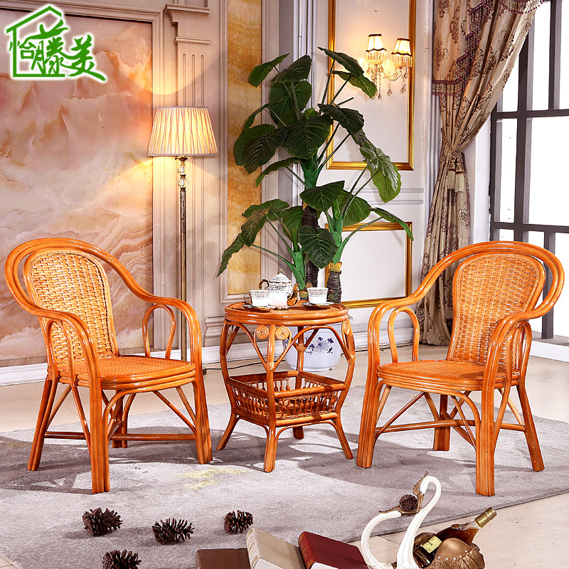 Real vine choreography Fujishioyi Leisure Café table and chairs Table Chairs Balcony Chairs Balcony Chairs Tea Table Three Sets