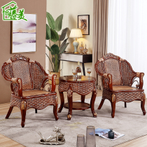 Rattan home balcony leisure backrest chair single rattan chair sofa coffee table three-piece set to discuss tables and chairs