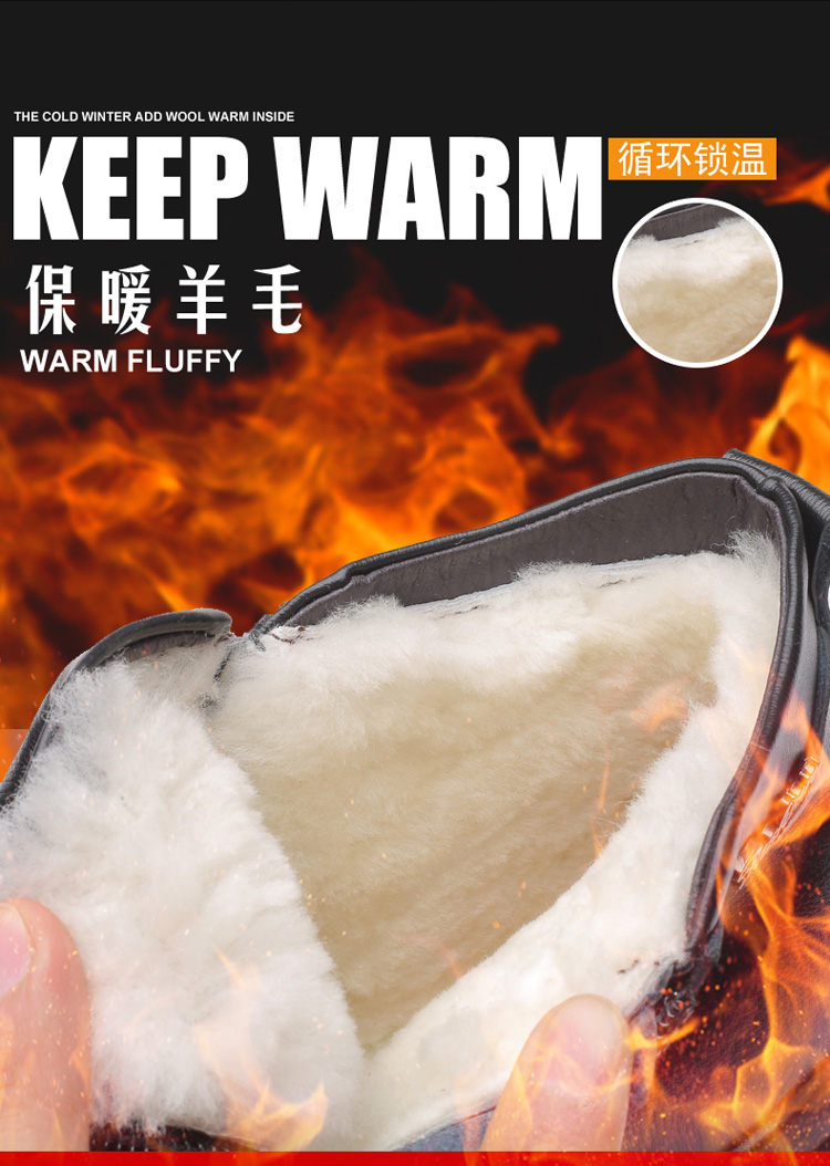 Giày cotton nam mùa đông len da cộng với giày nhung dày ấm áp Phiên bản Hàn Quốc của xu hướng giày cao cổ thông thường giày thể thao trắng