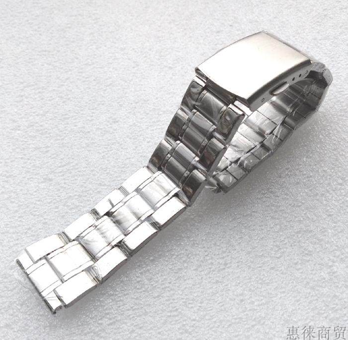 Stainless steel all steel strap silver flat mouth strap men and women watch chain 12 watch accessories 14mm16 18 20 22