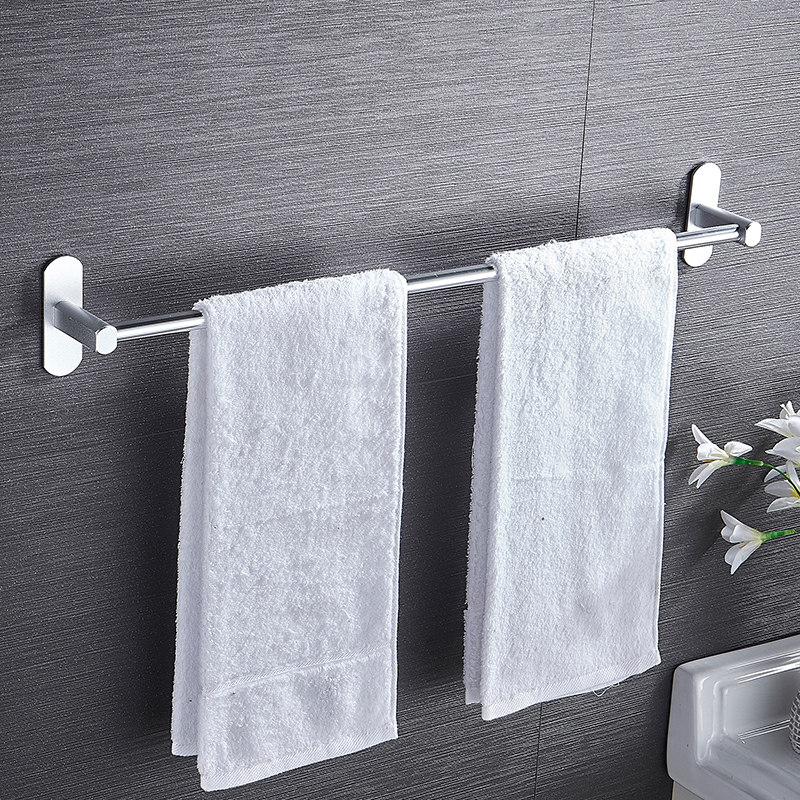 Punched-free towel rack dressing room towel bar single bar space aluminum suction cup towel rack toilet bathroom towel hanging