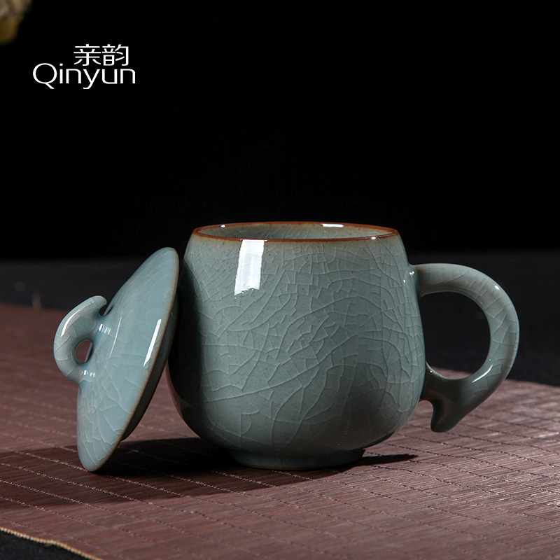 Yun Ceramic Office of the Cup Ice Crack Kung Fu Tea Cup Ceramic Large Personal Building Cup with a Mark Cup