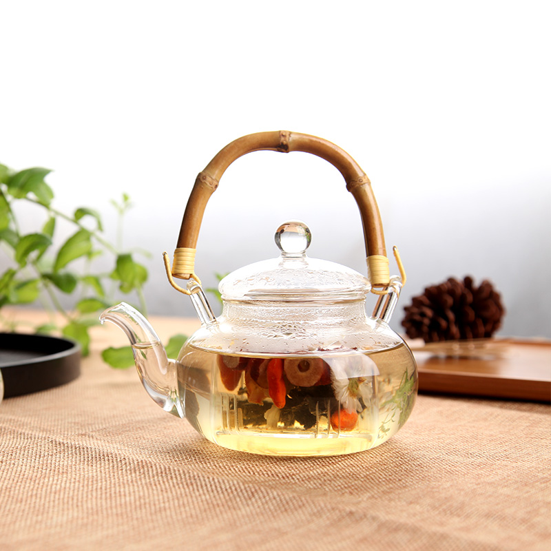 Porcelain charm glass teapot flower teapot filter heat resistant Ti-beam pot fruit pot office glass teapot tea tea set