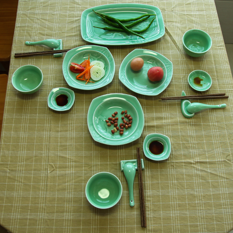 Dragon Springs pro charm Porcelain Creativity Chinese Style Home Ceramic Cutlery Dishes Single Bowl Tray Tea Cup Suit Pure Color