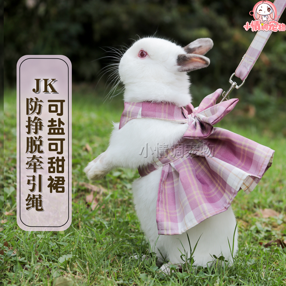 Rabbit Clothes Traction Rope Academy Wind Bunny Supplies Rabbit rabbit Dwarf Rabbit Pets Coeared Rabbit Clothes with Rabbit Rope