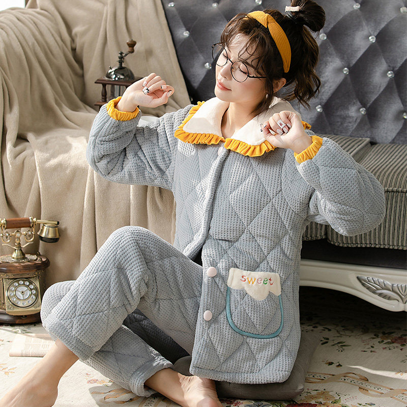 fy Fangyi winter pajamas women's winter long-sleeved arctic velvet thick section 2021 new casual home clothes two-piece set