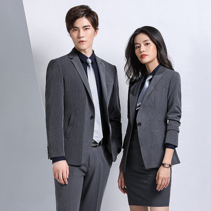 Fashion slim men and women with the same style of business professional wear hotel work clothes formal wear high-end suit dress autumn and winter suit