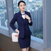 Suit suit womens Korean style fashion temperament stewardess uniform high-end professional wear jewelry hotel front desk work clothes