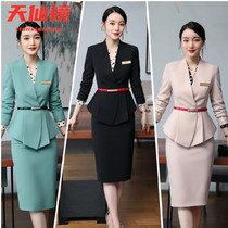 Suit two-piece skirt tooling stewardess professional wear temperament high-end beauty salon hotel front desk overalls womens new style