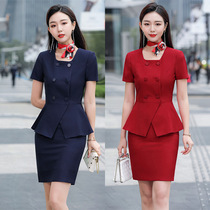 Short-sleeved suit suit womens culottes two-piece set fashion high-end professional wear summer foot massage beautician work clothes for women