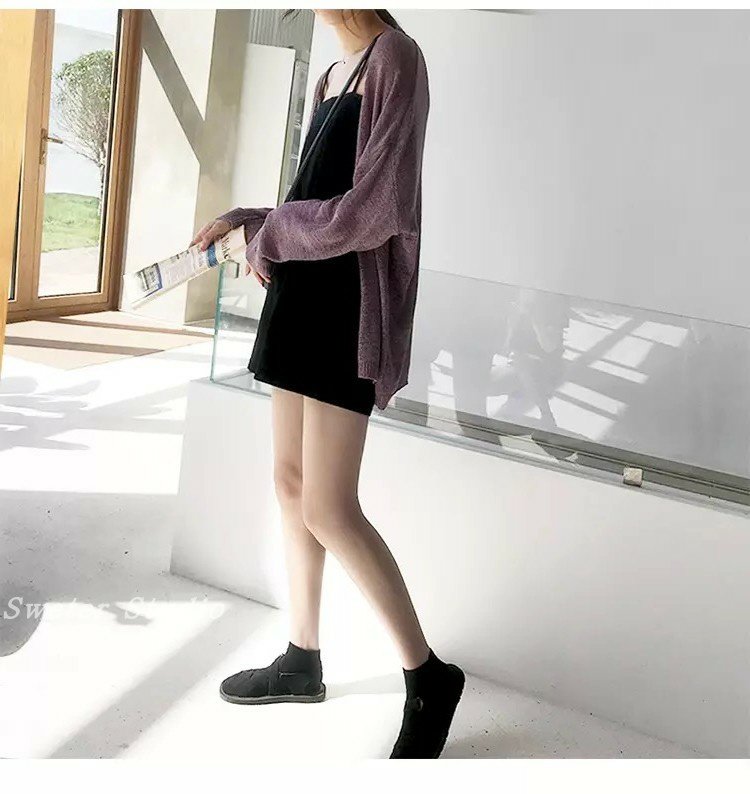 Thiết kế lụa tơ tằm đan áo len nữ mùa hè mới lưới màu đỏ lỏng lẻo áo len gió bên ngoài áo len mỏng điều hòa - Đan Cardigan áo len nữ đẹp