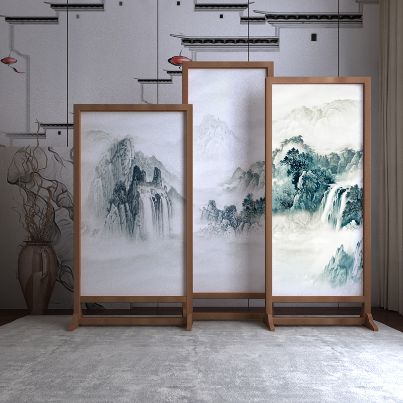 Custom screen partition Living room New Chinese Bedroom Entrance solid wood Xuanguan Modern minimalist Decorative Hollowed-out seat screen