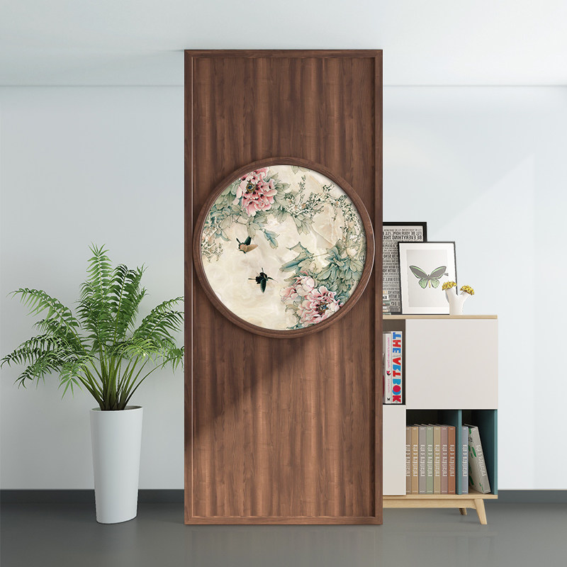 New Chinese-style screen partition wall living room entrance entrance barrier brake bedroom block household simple modern solid wood seat screen