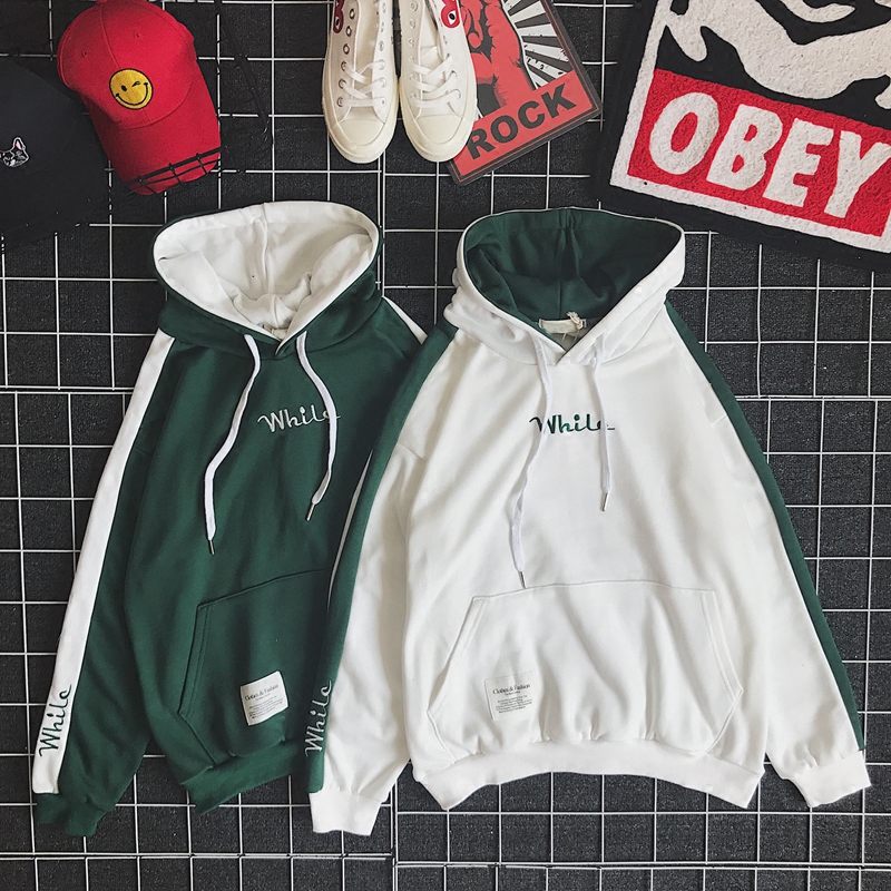 Shirajima Japanese fashion brand letter embroidered hooded sweater for men and women