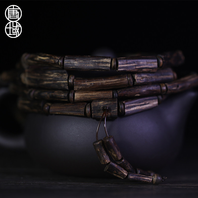 Tang Yu Bai Qinan with the shape of agarwood hand string 108 men and women black oil cool fragrance rhyme rosary beads Buddha beads bracelet