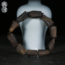 Tang Dynasty Bai Qinan agarwood with the shape of the hand string Beed beads bracelet single circle men and women Natural Flower dense oil line old material