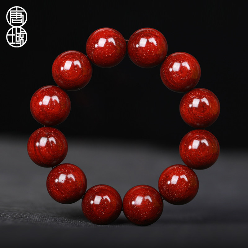 Indian century-old furniture old material Venus lobular red sandalwood bracelets Buddha beads high density and high oil text play rosary for men and women