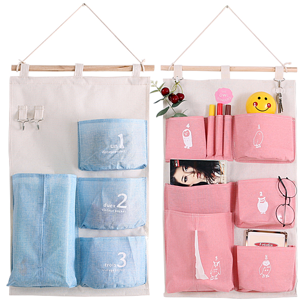 Cotton Hemp Dormitory Cloth Cashier Bag Wall Hanging Bag cashier bag Key hanging bag Wall-mounted Debris Storage Bag Finishing Bag