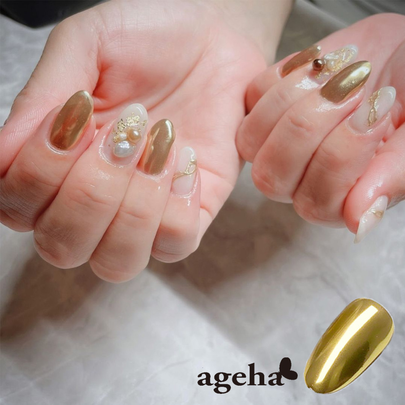 Japan Ageha Merga Mirror Pink Gold Silver Mirror Powder 100 Hitch Metal Texture Sparkling Meryl Accessories