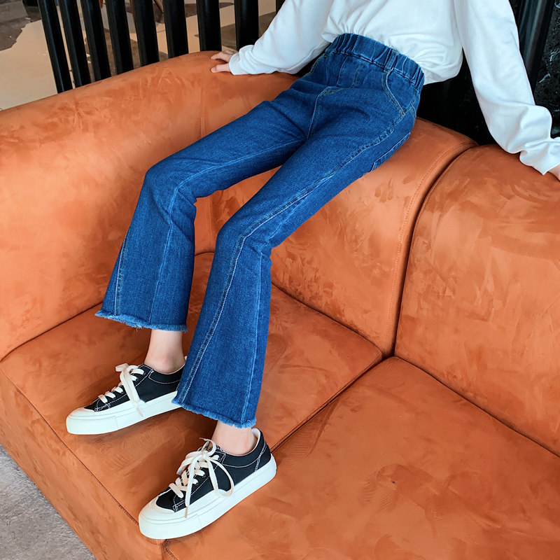 Girl Jeans Spring Summer 2022 New Spring Dress Season Foreign Pie Trousers Tide Trendy Big Kid Children Horn Pants