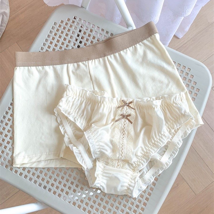 Cream white high sweet couple series sweet cub sweet summer a pair of couple underwear men and women thin cotton file