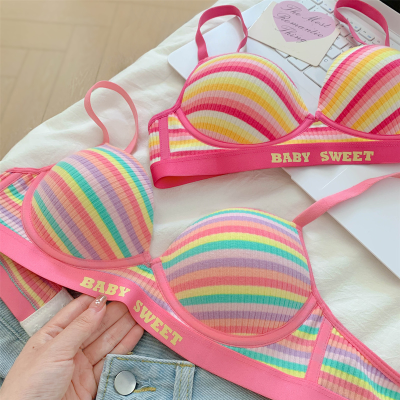 【Round Chest】Dopamine Girl Wireless Bra Small Chest Push-Up Underwear Women's Set 2026 New Hot Style