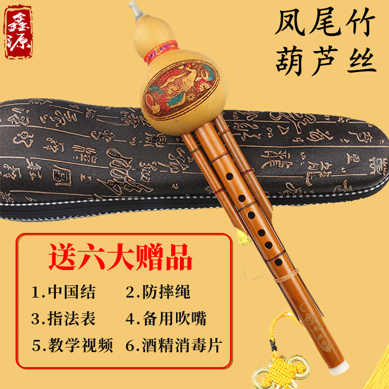 Natural phoenix-tailed bamboo gourd silk for beginners C down B tone natural purple bamboo gourd silk adult children's professional musical instrument