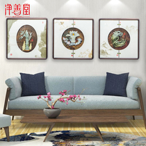 New 70 square jade carving pendant new Chinese wood carving wall hanging Dongyang carving living room entrance sofa background