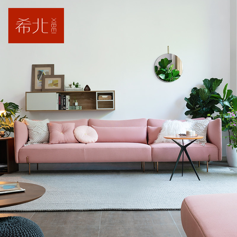 Sofa Living Room Minimalist Modern Light Lavish Trio 2 m Latex Powder 2022 New small family fabric Straight Row Sofa