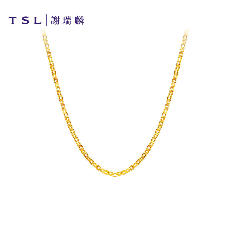 TSL Tse Sui Lin gold necklace Female O-word chain Plain chain Pure gold clavicle temperament fashion fine gold necklace neck decoration YM039