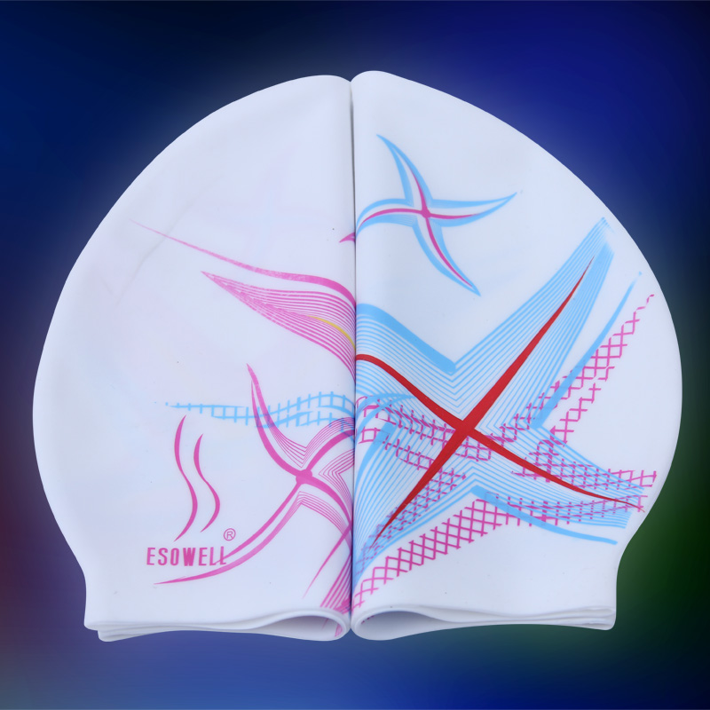 2019 swimming cap men and women long hair care ear swimming cap with printed swimming cap