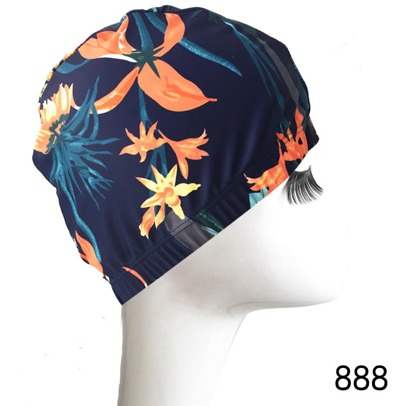 Swimming cap Multi-color nylon plus stretch men women long hair ear protection cloth swimming cap