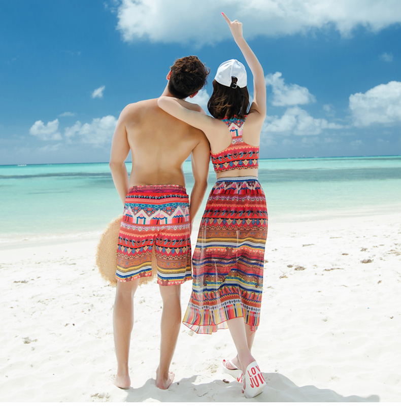 Cặp vợ chồng mới bơi đồ bơi bikini mảnh áo tắm thép của phụ nữ tập hợp ba bộ quần đi biển quần bơi nam thời trang đồ đôi nam nữ đi biển