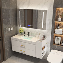 Bathroom Nordic Modern Smart Bath Cabinet Combination Marble Wash face Handwashing pool Closet Washroom Washstand White