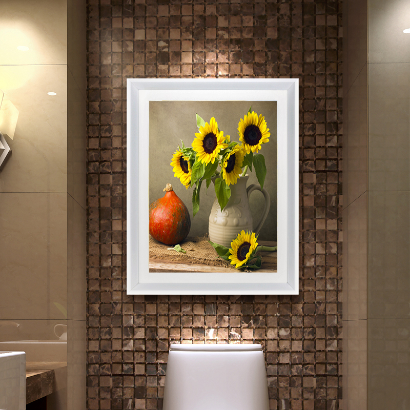 Sunflower Decoration Painting Kitchen Dining Room Waterproof Painting Make-up Room Bathroom bathroom Hanging Paintings Free of perforated dining room frescoes