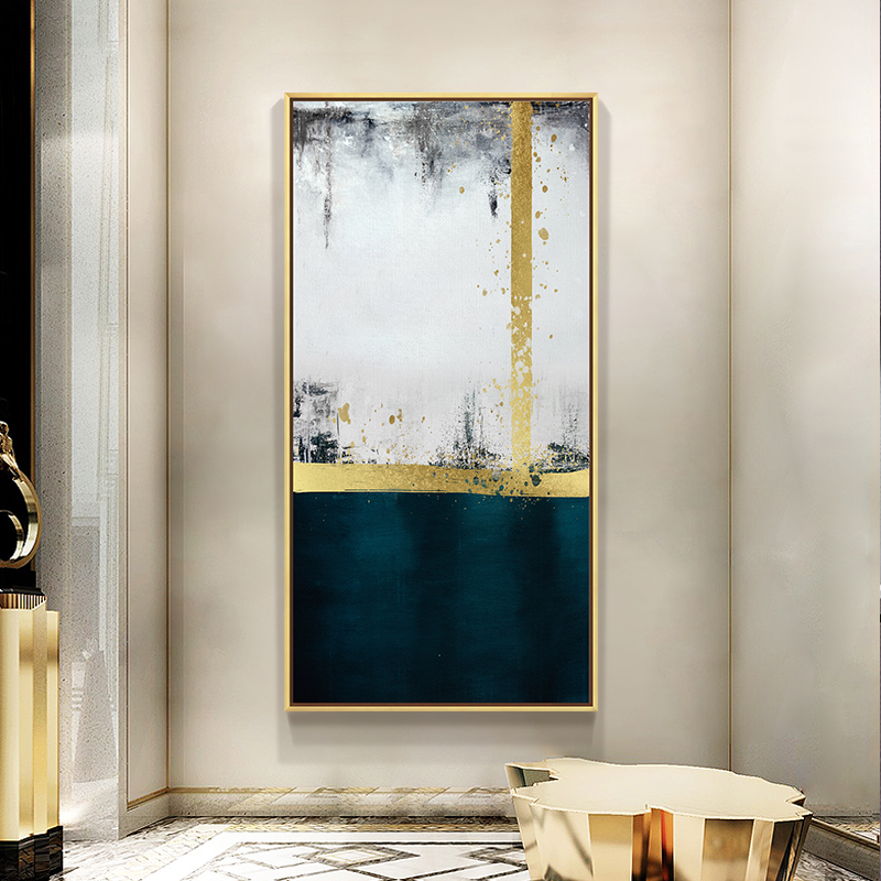 Light and luxurious entrance to the family Xuanguan Decorative Painting Atmospheric Corridor Aisle Stairway Stairway Modern Abstract Prototype Board Room Gold Leaf Painting