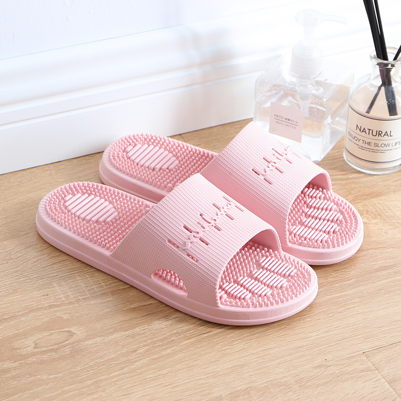Light PinkFire wheel summer thick Plantar massage sandals  female indoor lovers household non-slip Shower Room take a shower man Home Furnishing