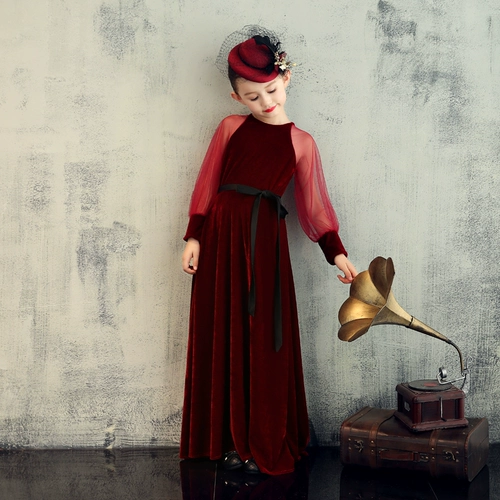 Бархатный наряд маленькой принцессы, наряд для музыкальных выступлений, длинная юбка, вечернее платье, коллекция 2022